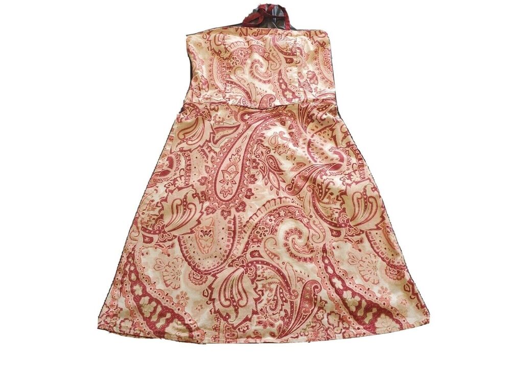 Womens Strapless Dress Sz 6 Mid Thigh Paisley Fit Flare Summer  Old Navy
